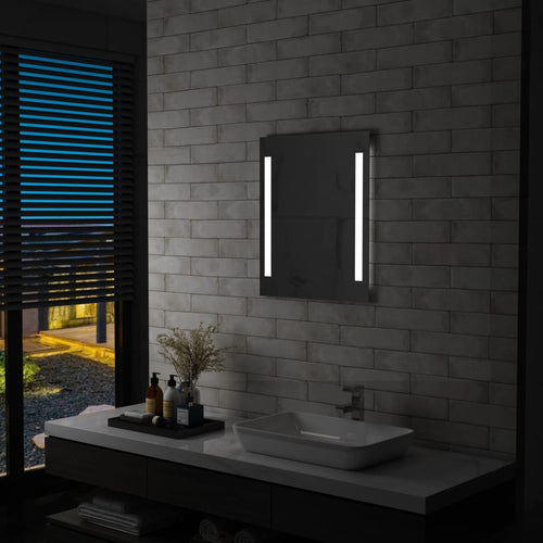 Oglindă cu LED de perete pentru baie cu raft, 50 x 70 cm Lando
