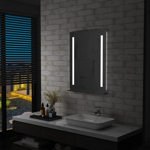 Oglindă cu LED de perete pentru baie cu raft, 60 x 80 cm Lando