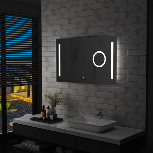 Oglindă cu LED de perete de baie cu senzor tactil, 100 x 60 cm Lando