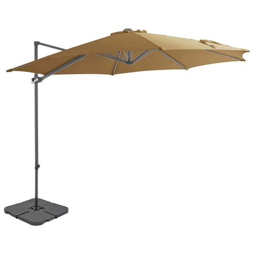 Umbrelă de exterior cu bază portabilă, gri taupe Lando