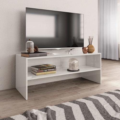 Comodă TV, alb lucios, 100 x 40 x 40 cm, PAL Lando