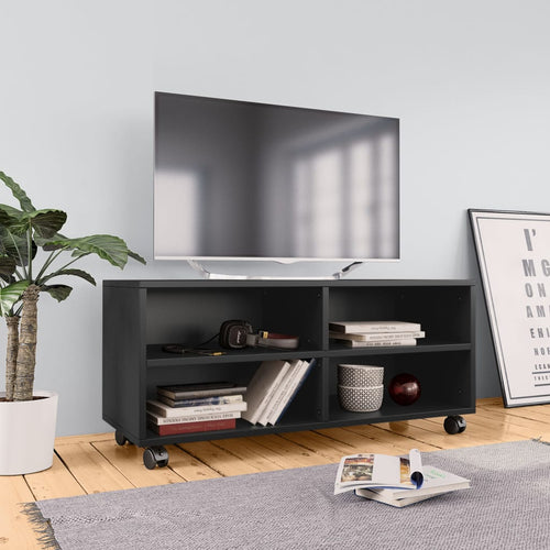Comodă TV cu rotile, negru, 90x35x35, PAL Lando
