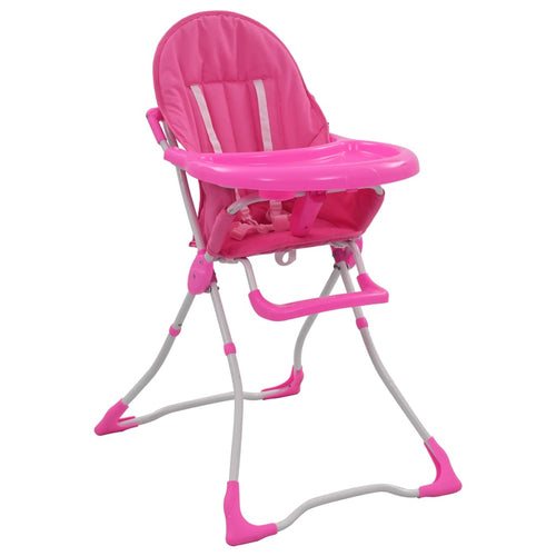 Scaun de masă înalt pentru copii, roz și alb Lando