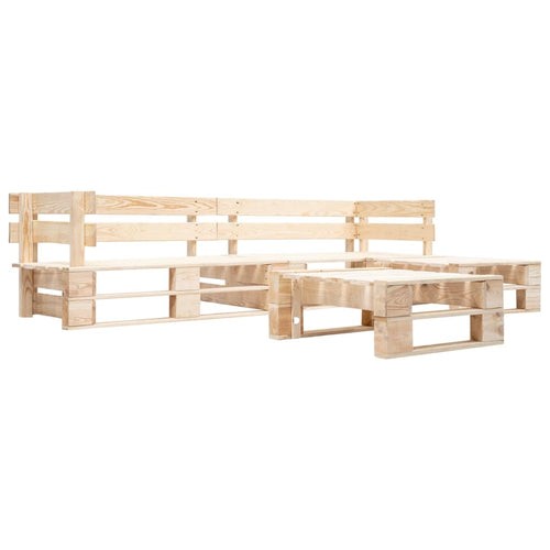 Set mobilier de grădină din paleți, 4 piese, natural, lemn