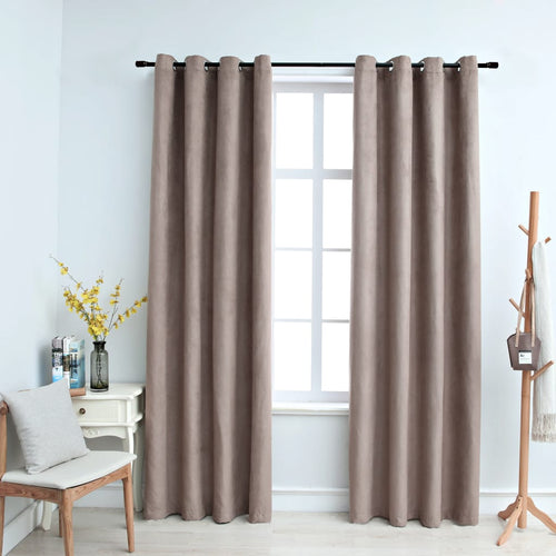 Draperii opace cu inele metalice, 2 buc., gri taupe, 140x175 cm Lando