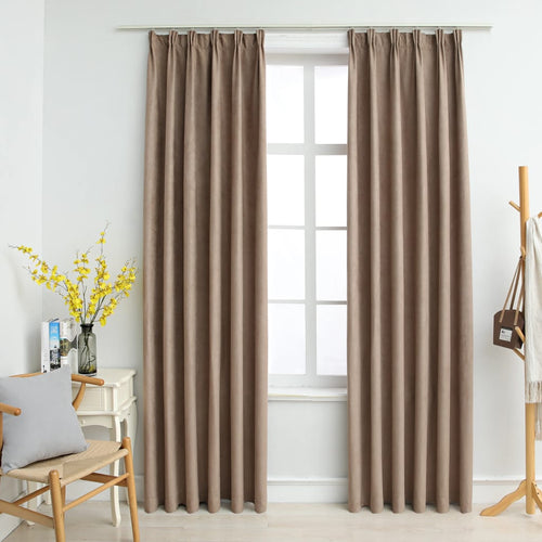 Draperii opace cu cârlige, 2 buc., gri taupe, 140 x 175 cm Lando