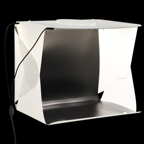 Cort foto cu LED-uri pliabil, alb, 40 x 34 x 37 cm, plastic Lando