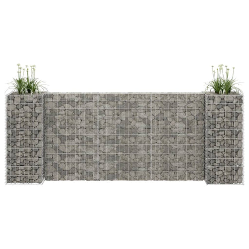 Jardinieră gabion în formă de H, 260 x 40 x 100 cm, sârmă oțel Lando