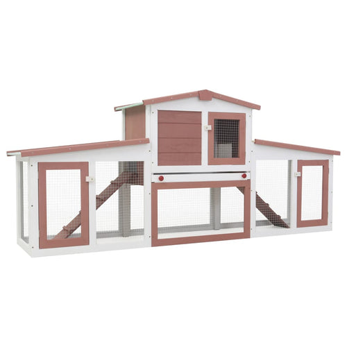 Cușcă exterior pentru iepuri mare maro & alb 204x45x85 cm lemn Lando
