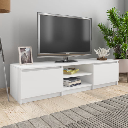 Comodă TV, alb, 140 x 40 x 35,5 cm, PAL Lando