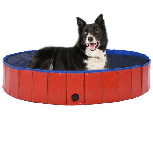 Piscină pentru câini pliabilă, roșu, 160 x 30 cm, PVC Lando