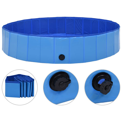 Piscină pentru câini pliabilă, albastru, 160 x 30 cm, PVC Lando