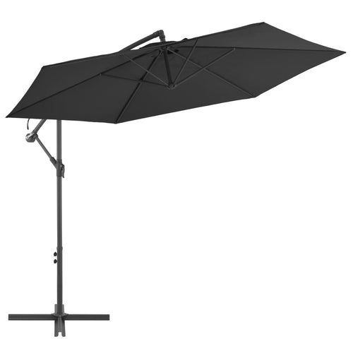 Umbrelă suspendată cu stâlp din aluminiu, negru, 300 cm Lando