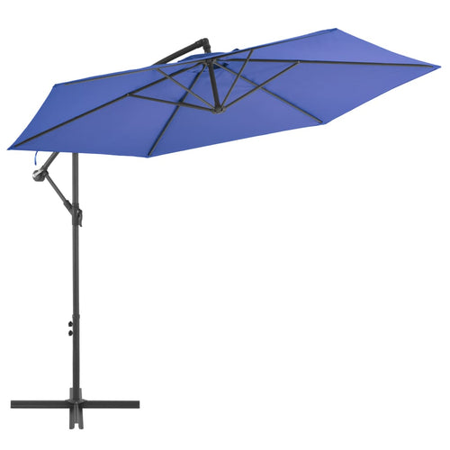 Umbrelă suspendată cu stâlp din aluminiu, albastru, 300 cm Lando