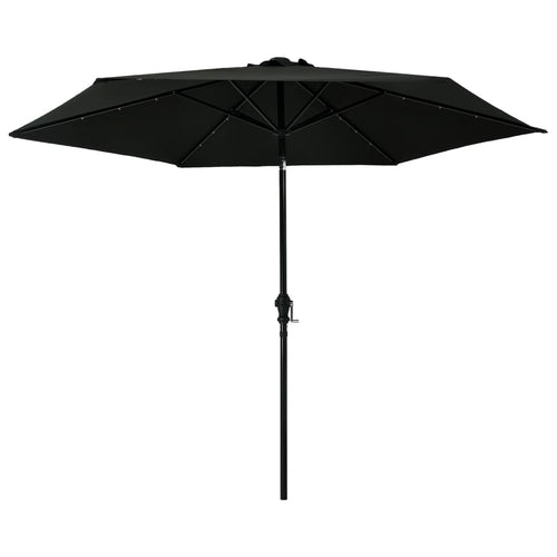 Umbrelă de soare exterior, LED-uri și stâlp oțel, negru, 300 cm Lando