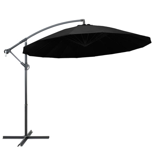 Umbrelă de soare suspendată, negru, 3 m, stâlp de aluminiu Lando