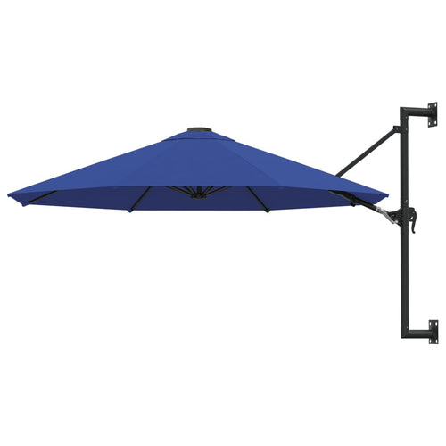 Umbrelă de soare de perete cu stâlp metalic, albastru, 300 cm Lando