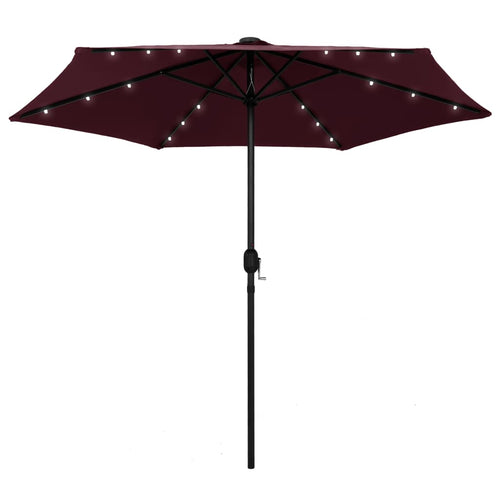 Umbrelă de soare, LED-uri și stâlp aluminiu, bordo, 270 cm Lando