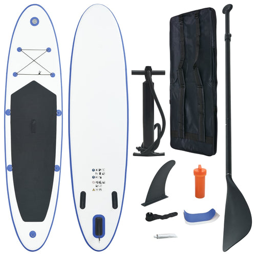 Set placă stand up paddle SUP surf gonflabilă, albastru și alb Lando