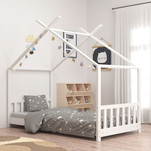 Cadru de pat pentru copii, alb, 70 x 140 cm, lemn masiv de pin Lando