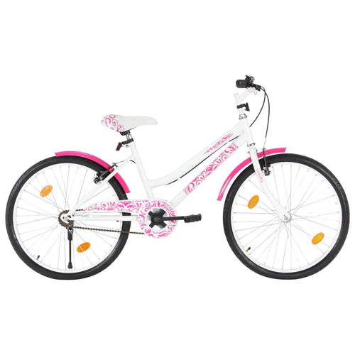 Bicicletă pentru copii, roz și alb, 24 inci Lando