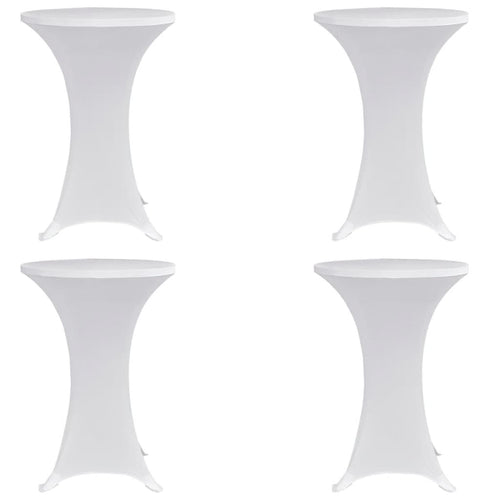 Husă de masă cu picior Ø70 cm, 4 buc., alb, elastic