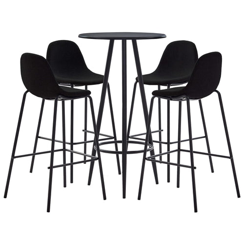 Set mobilier de bar, 5 piese, negru, material textil