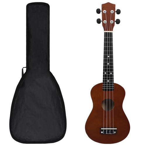 Set de ukulele soprano, pentru copii, cu husă, lemn închis, 23" Lando