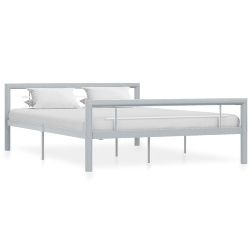 Cadru de pat, gri și alb, 120 x 200 cm, metal