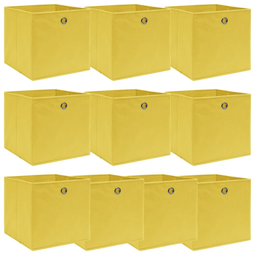 Cutii depozitare, 10 buc., galben, 32x32x32 cm, textil Lando