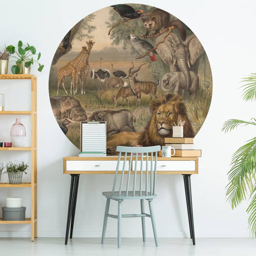 WallArt Tapet în formă de cerc „Animals of Africa”, 142,5 cm Lando