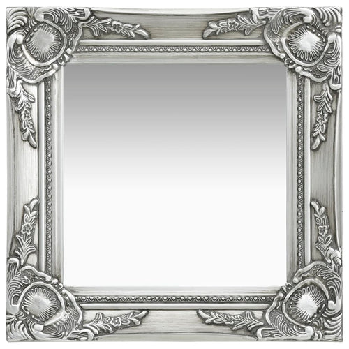 Oglindă de perete în stil baroc, argintiu, 40 x 40 cm Lando