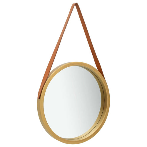 Oglindă de perete cu o curea, 40 cm, auriu Lando