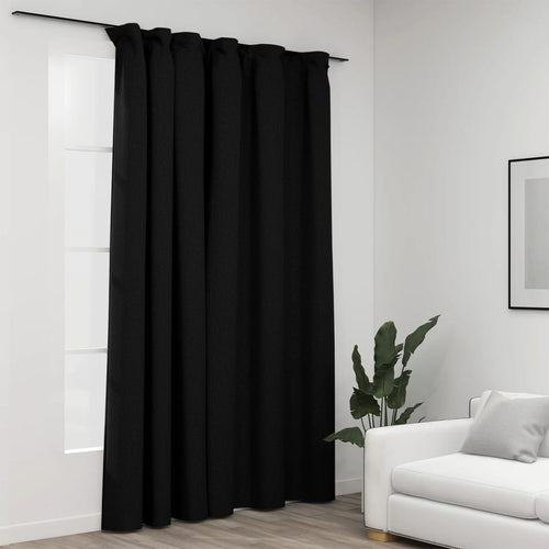 Draperie opacă, aspect de in, antracit, 290 x 245 cm, cârlige Lando