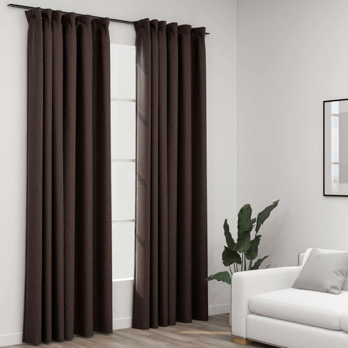 Draperii opace aspect pânză cârlige 2 buc. gri taupe 140x245 cm Lando