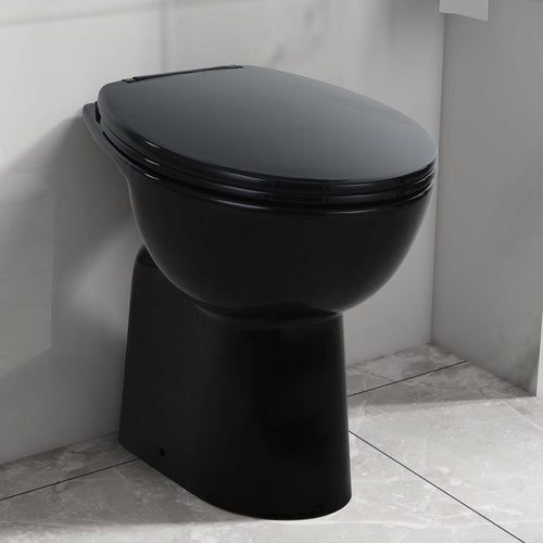 Vas WC fără ramă închidere silențioasă, + 7 cm, negru, ceramică Lando