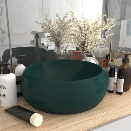 Chiuvetă baie lux verde închis mat 40x15 cm ceramică rotund Lando