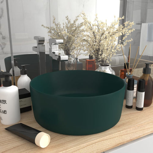 Chiuvetă baie lux verde închis mat 40x15 cm ceramică rotund Lando