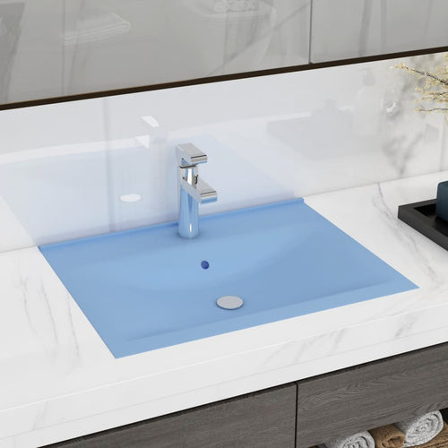 Chiuvetă baie lux, orificiu robinet, bleu mat 60x46 cm ceramică Lando