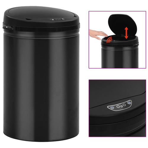 Coș de gunoi automat cu senzor, 30 L, negru, oțel carbon Lando