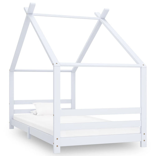 Cadru pat de copii, alb, 90 x 200 cm, lemn masiv de pin Lando