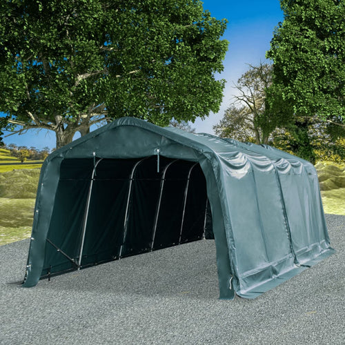 Cort de animale detașabil verde închis 3,3x8 m PVC 550g/m² Lando