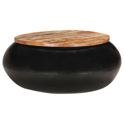 Măsuță de cafea, negru, 68x68x30 cm, lemn masiv reciclat Lando