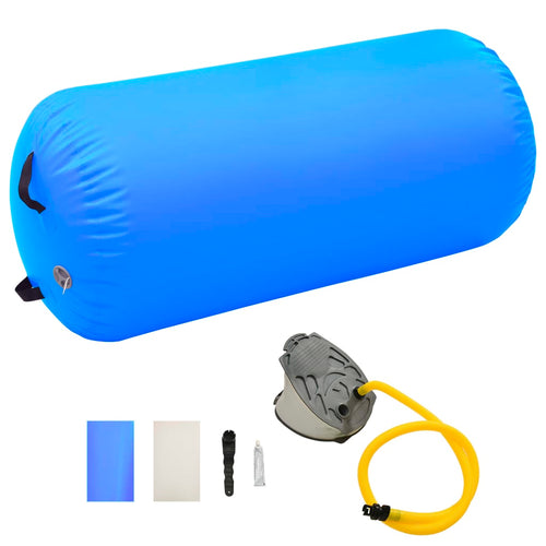 Rulou de gimnastică gonflabil cu pompă, albastru, 120x90 cm PVC Lando