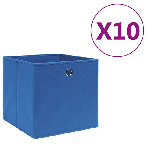Cutii depozitare 10 buc. albastru 28x28x28 cm material nețesut Lando