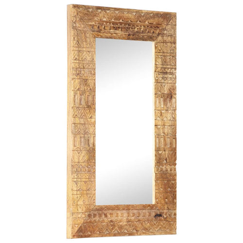Oglindă sculptată manual, 80x50x11 cm, lemn masiv de mango