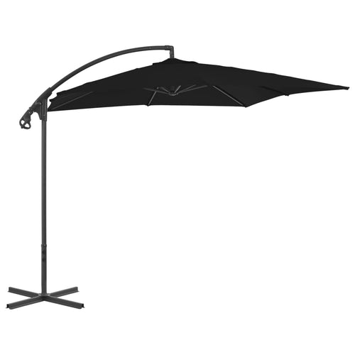 Umbrelă suspendată cu stâlp din oțel, negru, 250 x 250 cm Lando