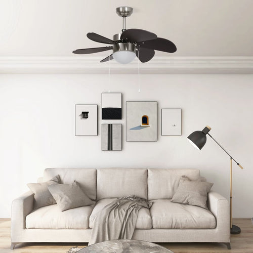 Ventilator de tavan cu iluminare, maro închis, 76 cm Lando
