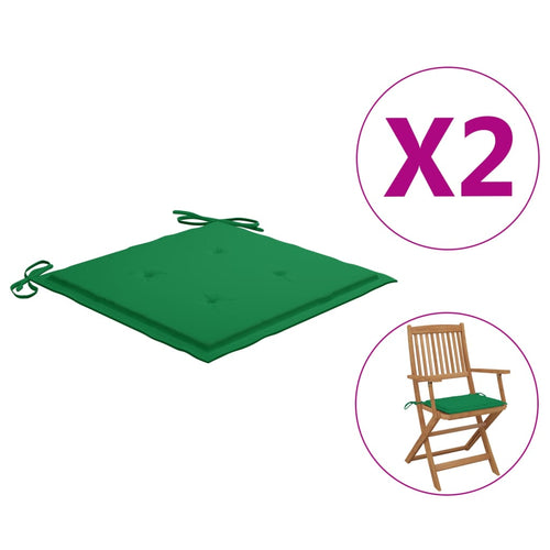Perne scaun de grădină, 2 buc., verde, 40x40x3 cm, textil Lando