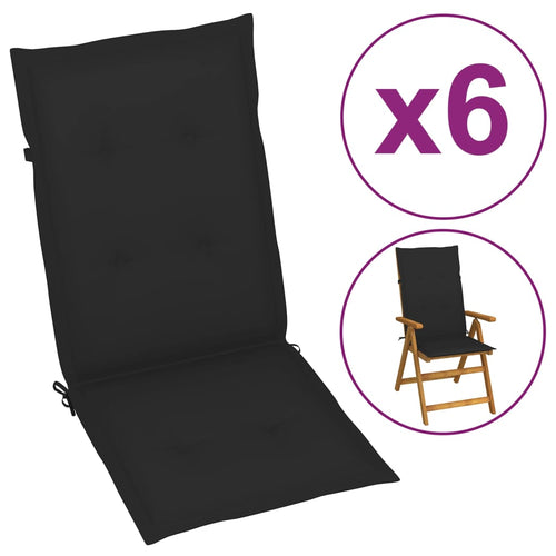 Perne scaun de grădină, 6 buc., negru, 120x50x3 cm Lando